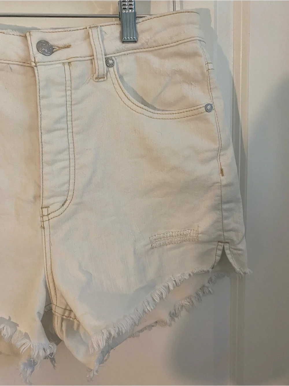 Free People We The Free Crvy High-Rise Distressed Denim Shorts